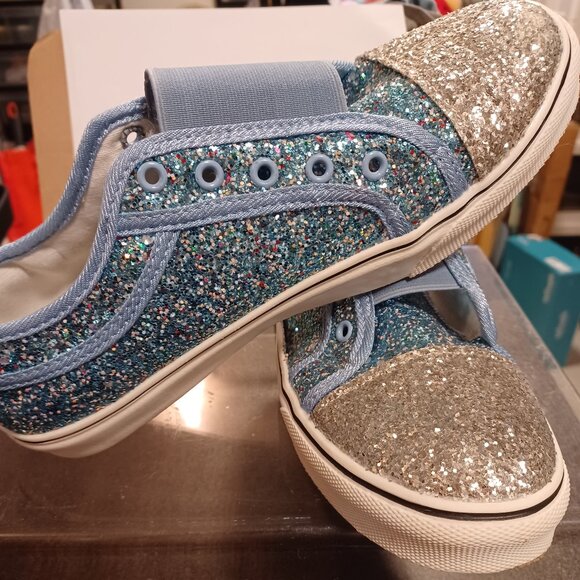 Off We Go® Blue & Silver GLITTER Slip-On Sneakers Walking Shoes - sz 8.5 (41) - Picture 10 of 10